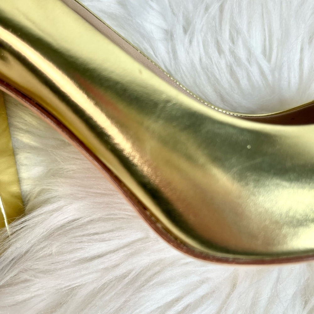 Vintage J.Crew Etta Cap-toe Gold and Tan Metallic Women's Pumps - Picture 9 of 15